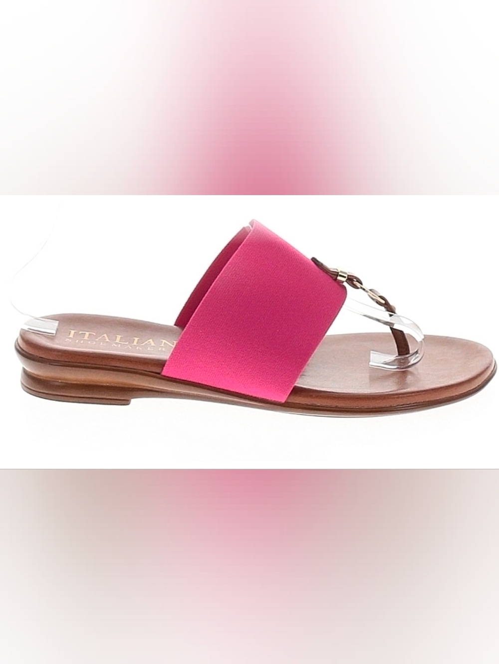 Italian Shoemakers Magenta Leather Sandals Stretch Band Comfort Soles ITALY 7 - Picture 3 of 5